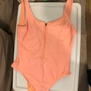 F21 Orange One Piece Swimsuit